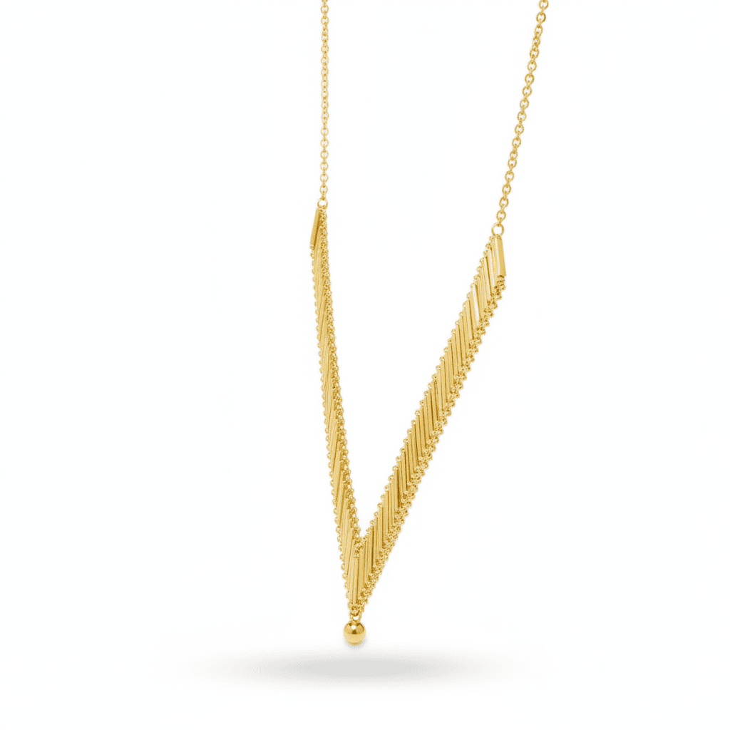 Alternative view of 18K Gold Chevron V-Necklace